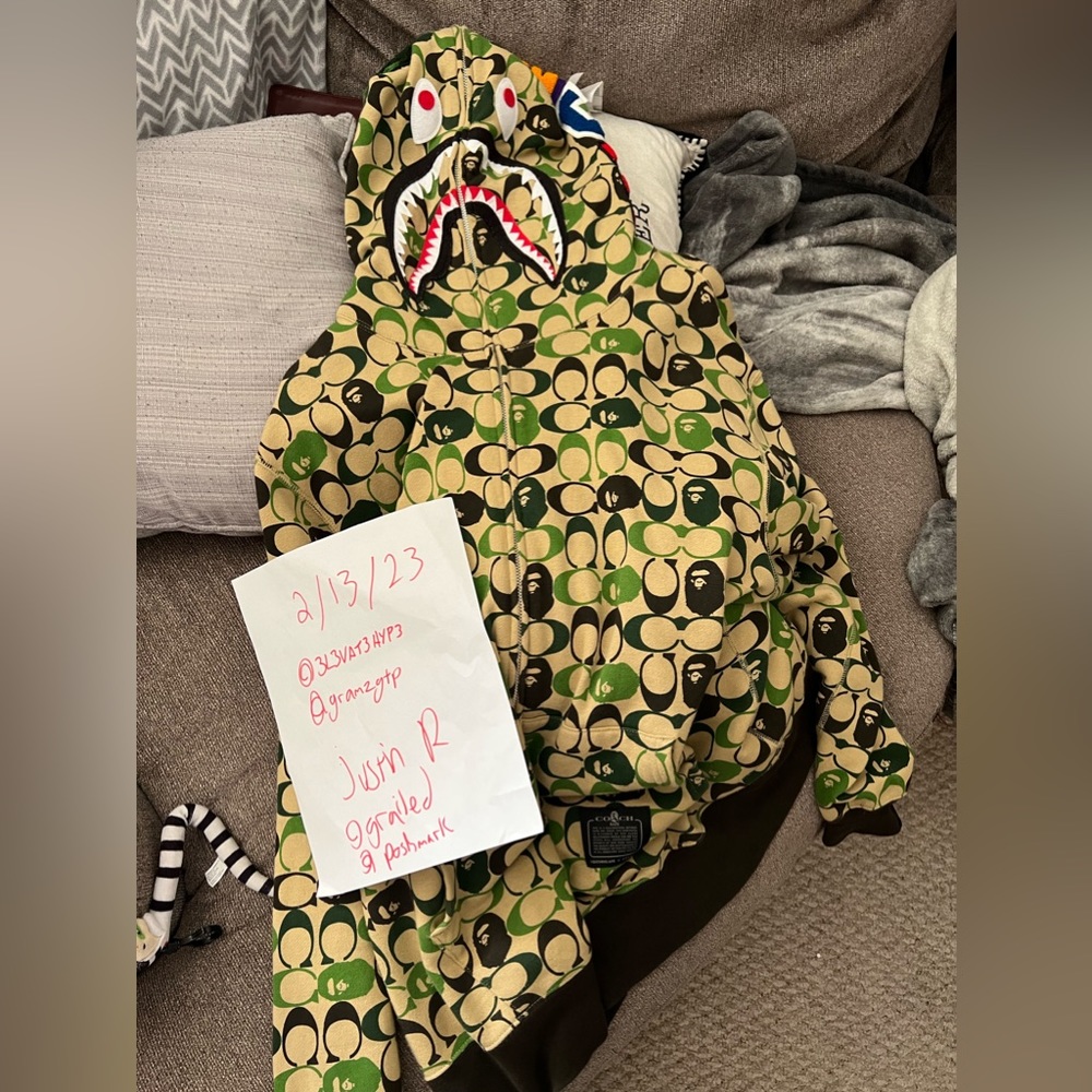 2XL Bape x Coach Shark Face Full Zip Hoodie Slightly Used